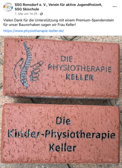Unterstützung Spendensteinaktion durch Physiotherapie Keller Wuppertal Ronsdorf